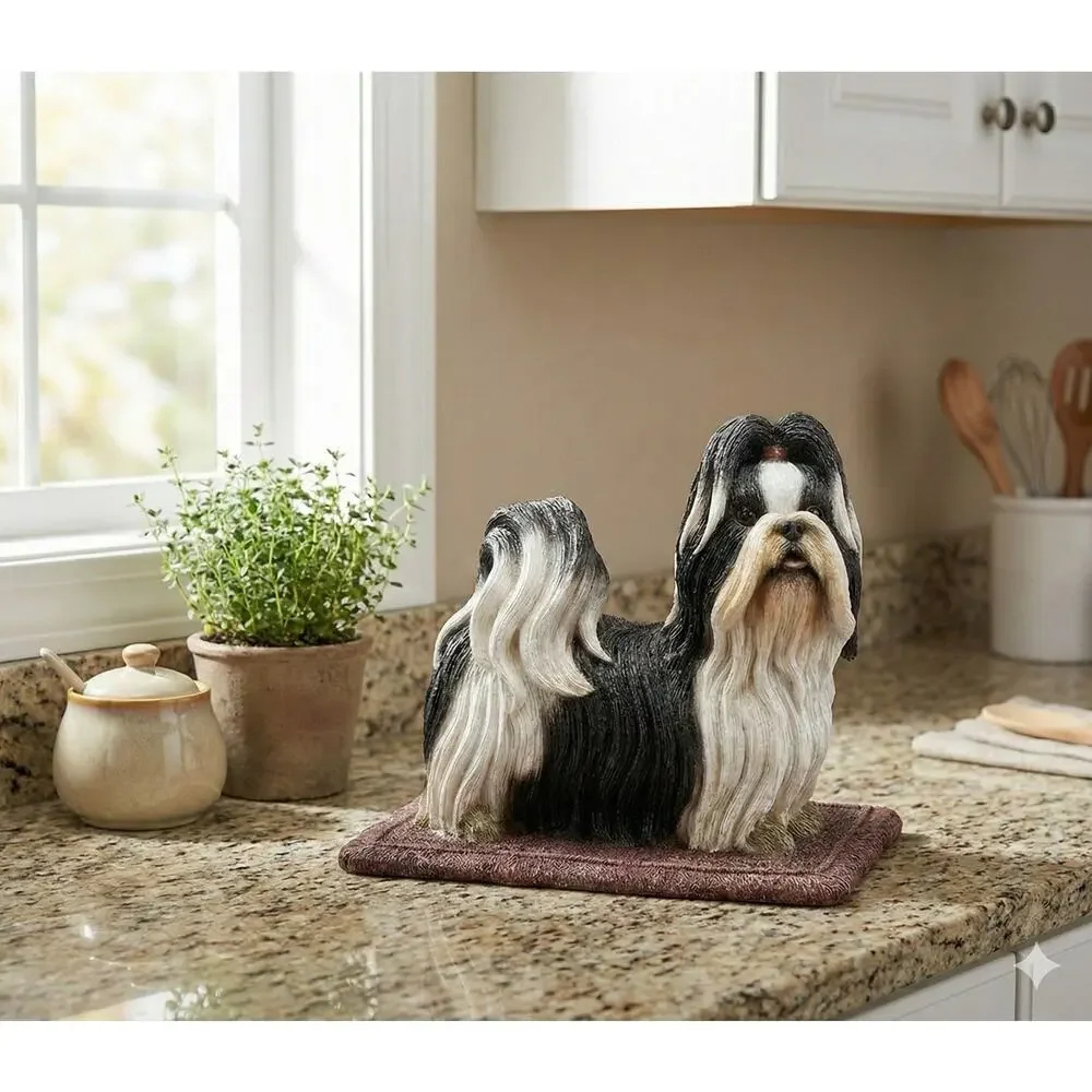 Sherratt & Simpson Shih Tzu Dog Figurine 89033 Black White Collectible Statue
